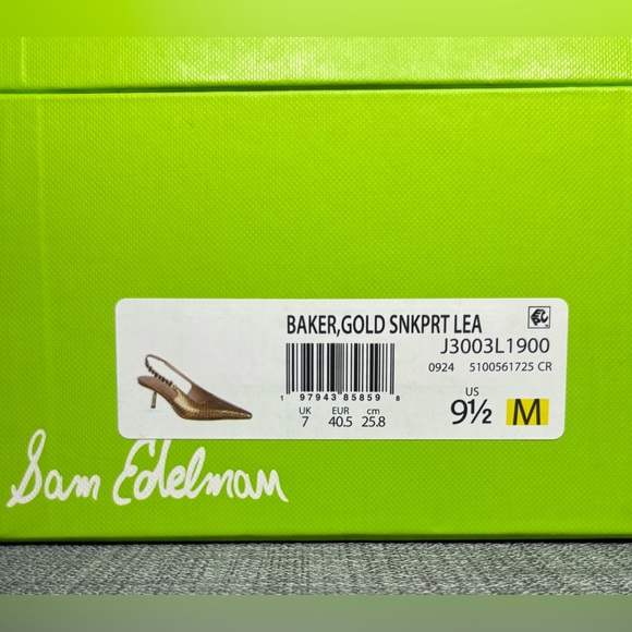 Sam Edelman Baker Slingback Heels Gold Size 9.5 - Picture 7 of 7